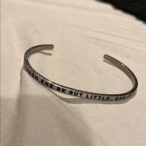 “Though she but little, she is fierce” - Engraved Silver Cuff Bracelet
